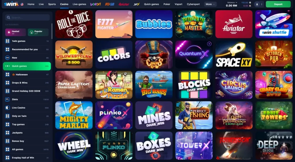 Juegos instantáneos en el Casino Online 1WIN